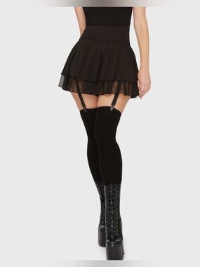 VGUC- Killstar ‘Yasumi’ Lace-up Back Layered Skater Skirt w/Built in Short
